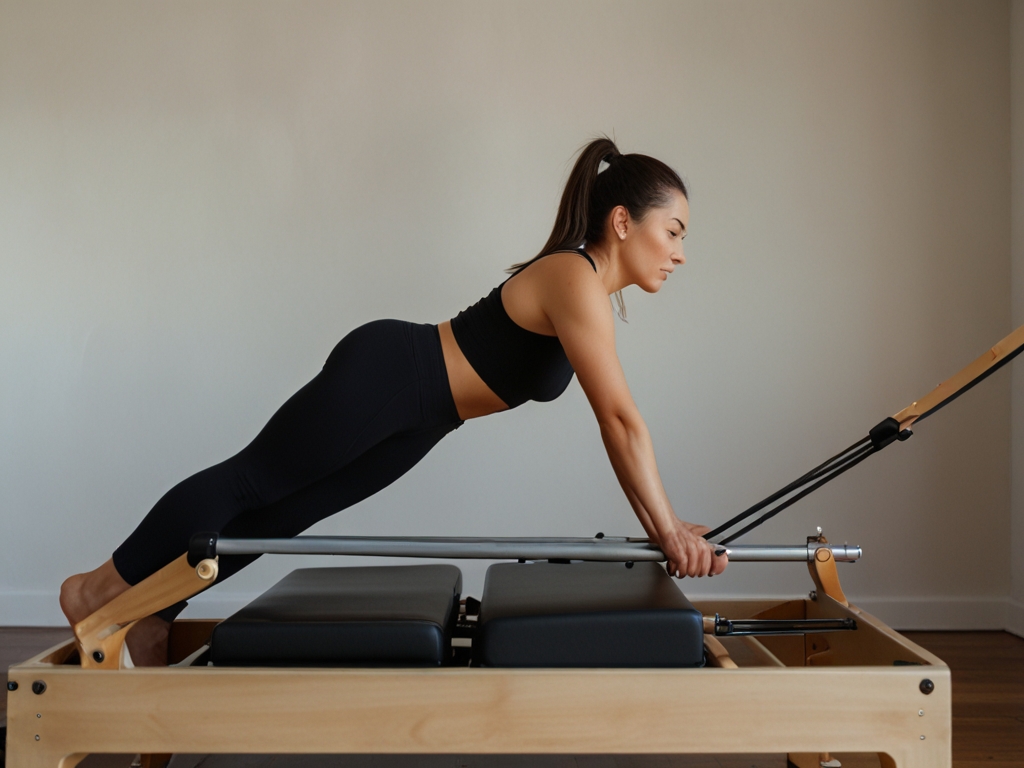 Person tränar på en Pilates Reformer